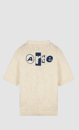 Gebreid T-shirt met grafisch motief op de rug