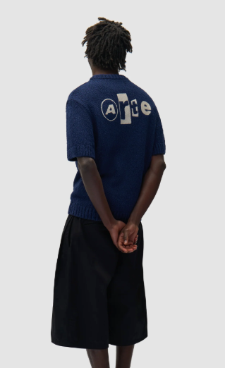 Gebreid T-shirt met grafisch motief op de rug