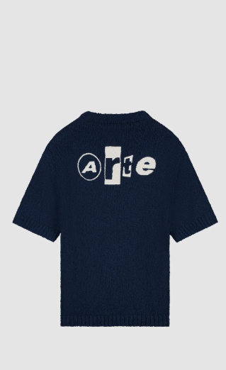Gebreid T-shirt met grafisch motief op de rug
